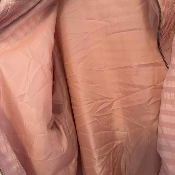 Vintage 80's EVR Pink Silk Striped Oversized Full Zip Sports Bomber Jacket M - Picture 7 of 10